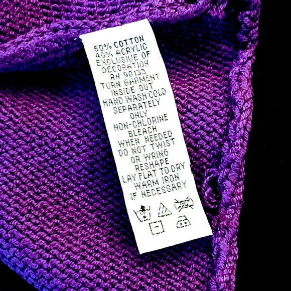 NEW VINTAGE BOB MACKIE EMBROIDERED PURPLE PONCHO WOMEN'S SIZE 1X (1990s) - Picture 5 of 7